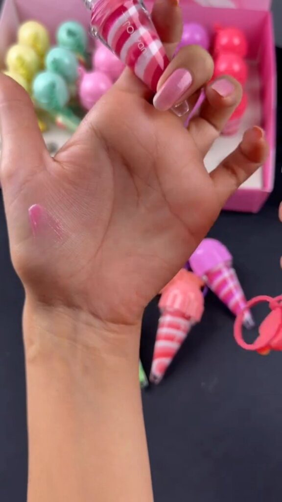 Cute Ice-Cream Cone Lip Gloss Keychain | Fruity Scented Tinted Gloss with Charm | Kids & Teens Fun Beauty Accessory - Photo 4