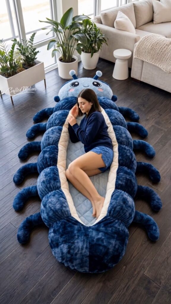 Giant Roly Poly Pill Bug Plush Sleeping Bag | Oversized Cozy Cocoon Bed for Kids & Adults, Soft Quilted Sleeping Pod - Photo 1